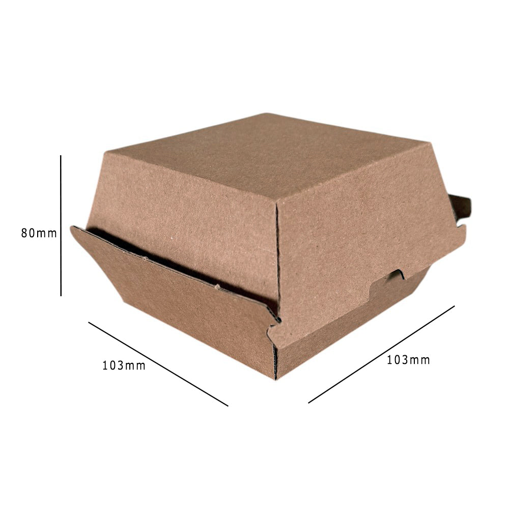 Kraft Clamshell Burger Box 103x103x80mm Dimensions - Propus Packaging